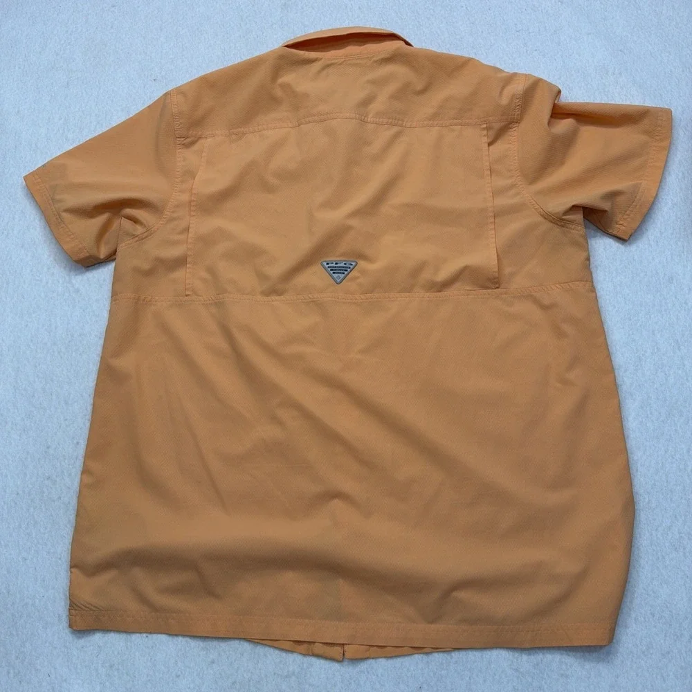 Columbia PFG Outdoor Vented Omni Shade Button Up Shirt Pockets Orange Mens XL - Picture 11 of 16